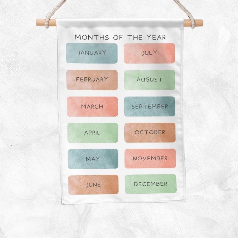 Months Of The Year Educational Banner (Pastel)
