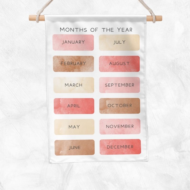 Months Of The Year Educational Banner (Pink)