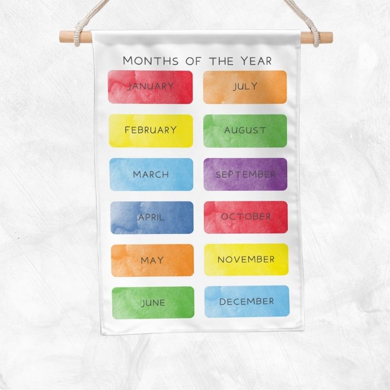 Months Of The Year Educational Banner (Rainbow)