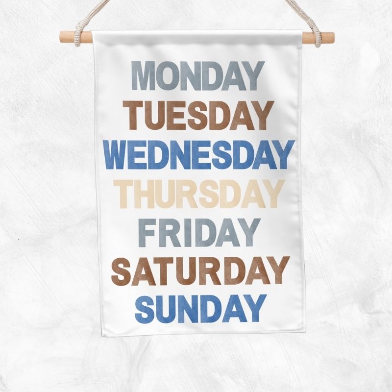 Days Of The Week Educational Banner (Blue)