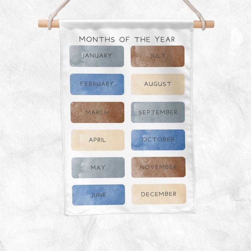 Months Of The Year Educational Banner (Blue)